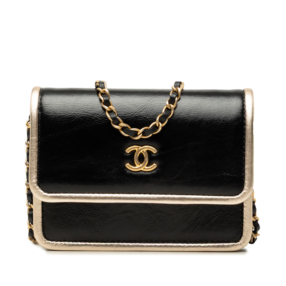 Pre-Loved Chanel CC Metallic Calfskin Clutch With Chain